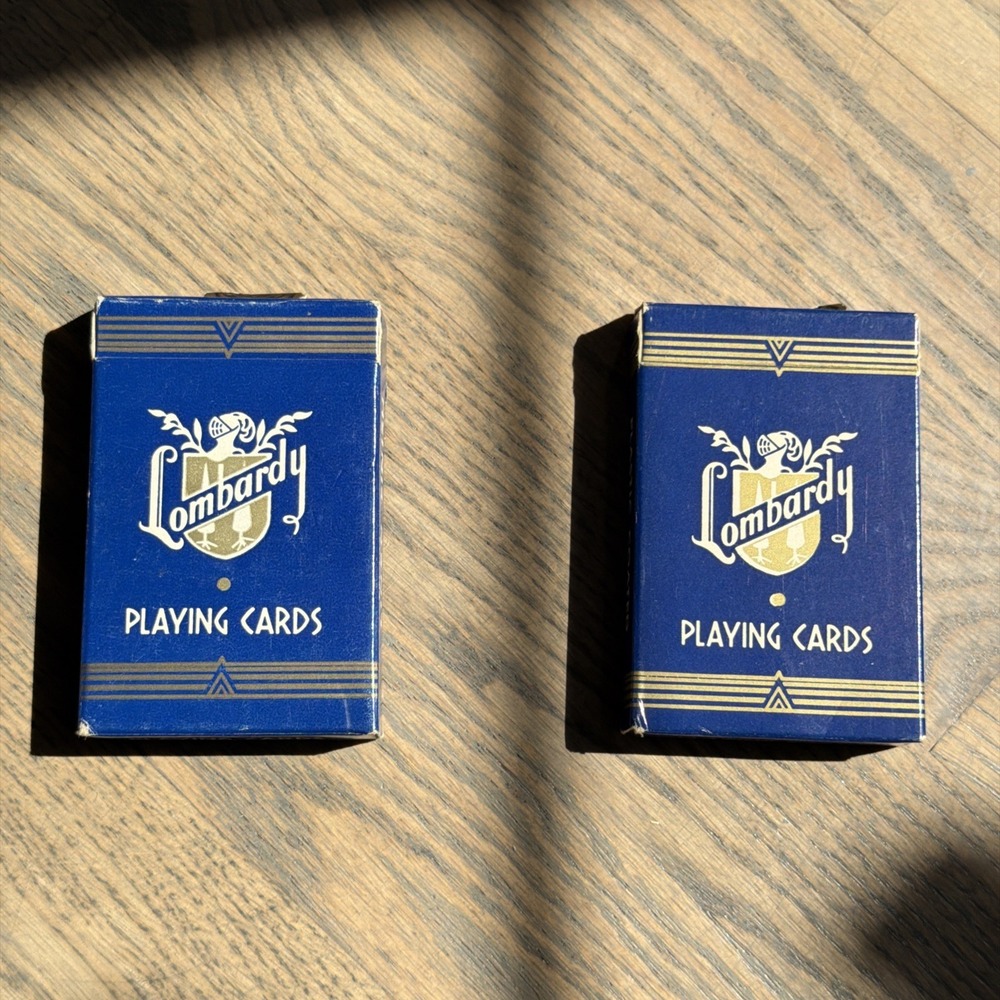 Vtg Playing Cards 2 Decks Lombardy Plastic Coated Blue‎ Complete Arrco ITALY